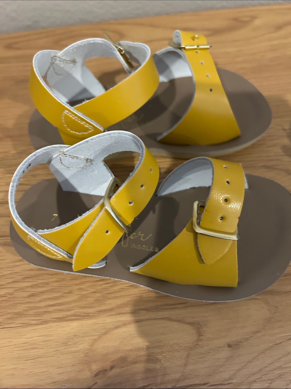 San-Sun Surfer Toddler Yellow Buckle Sandals - Adjustable Straps - Picture 2 of 6
